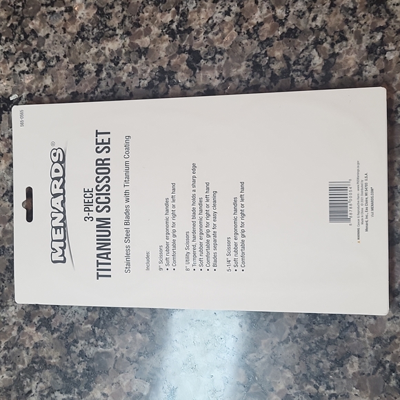 Menards 3 piece Stainless Steel Blade Titanium Scissors Set 9" 8" 5.25" NEW - Picture 3 of 5